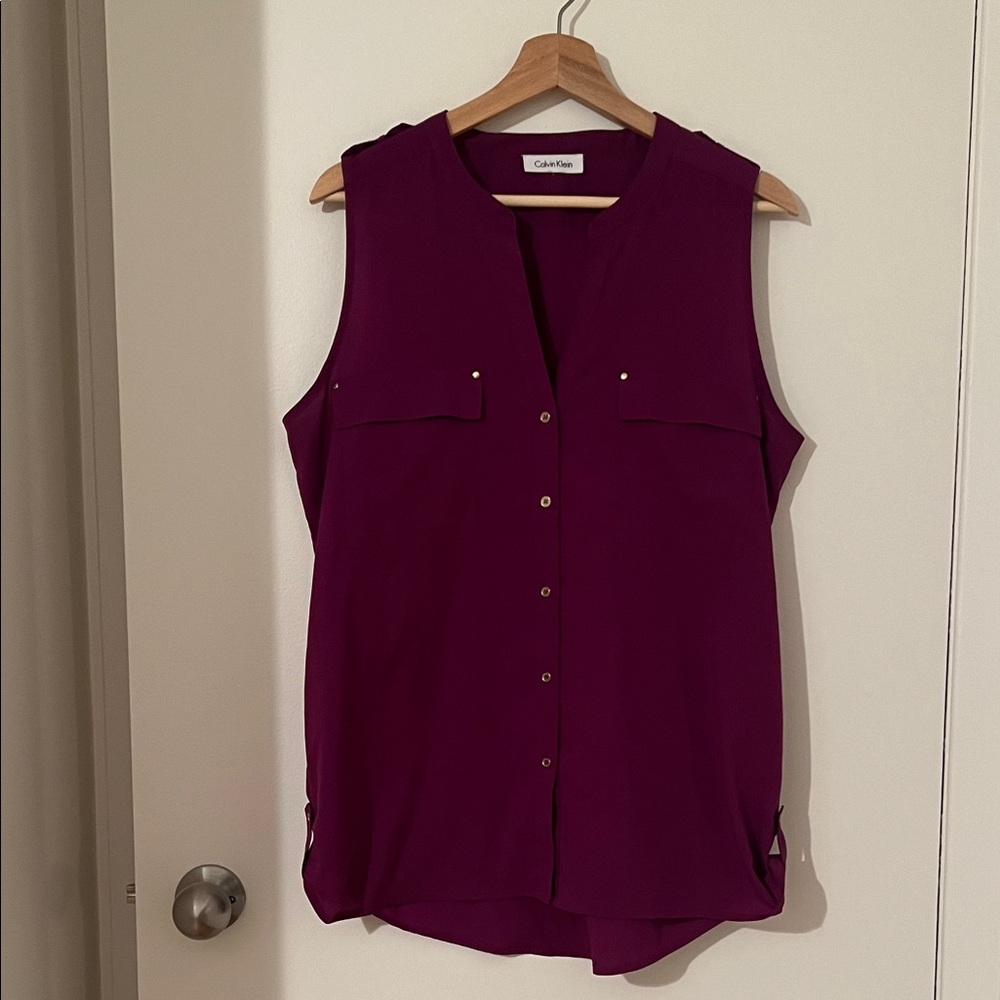 Calvin Klein Women's Rich Purple Sleeveless Blouse